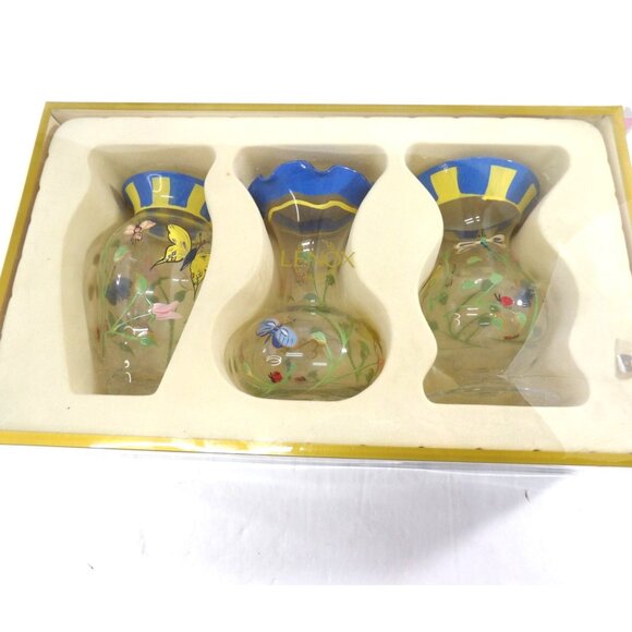 Lenox Other - Lenox Butterfly Meadow Hand Painted Glass Vase Set of 3 NIB